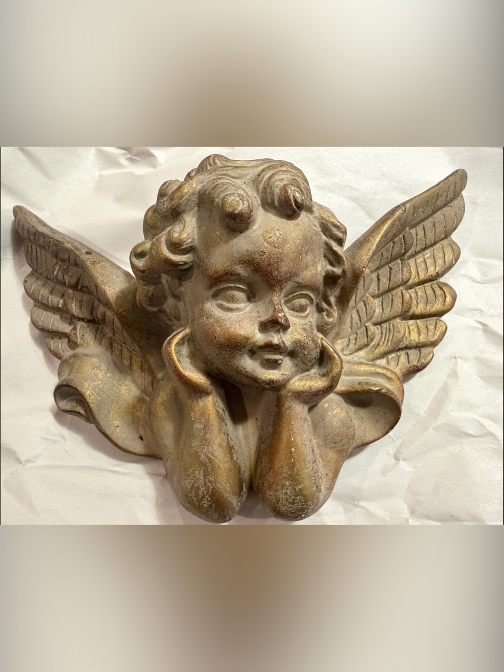 Gold Cherub Wall Art Sculpture - Home Art